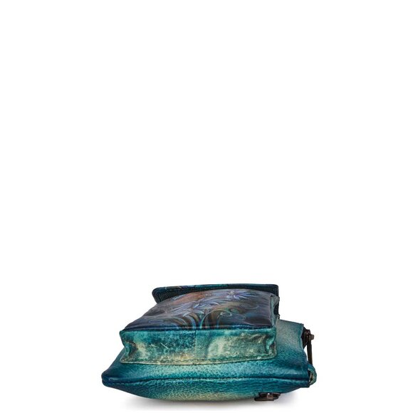 Women’s Leather Crossbody Cell Phone Wallet with Handpainted Floral Artwork - Picture 4 of 6